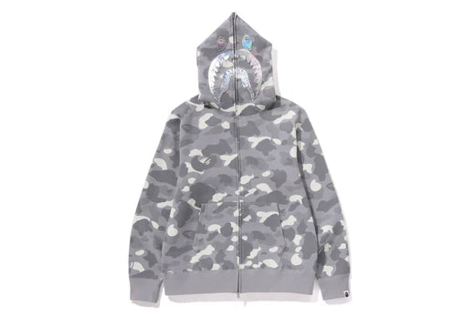 BAPE CITY CAMO SHARK FULL ZIP HOODIE IN GRAY