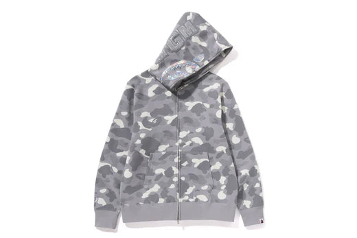 BAPE CITY CAMO SHARK FULL ZIP HOODIE IN GRAY