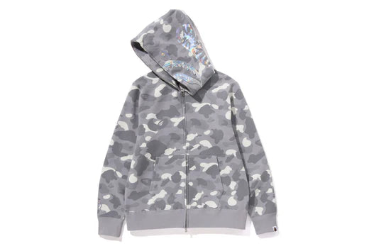 BAPE CITY CAMO SHARK FULL ZIP HOODIE IN GRAY