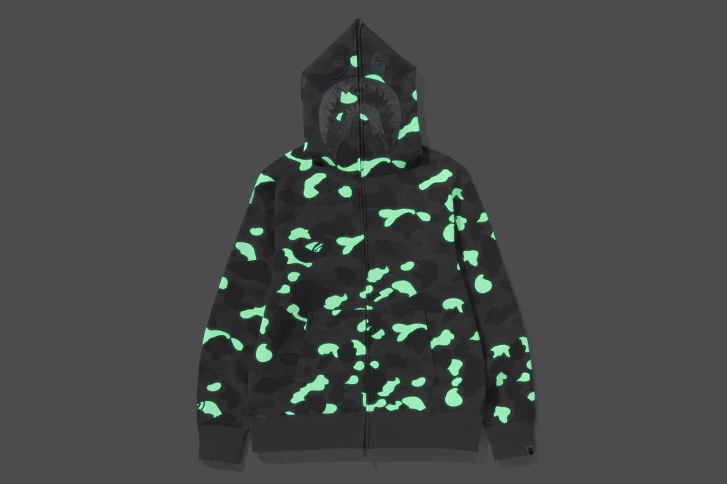 BAPE CITY CAMO SHARK FULL ZIP HOODIE IN GRAY