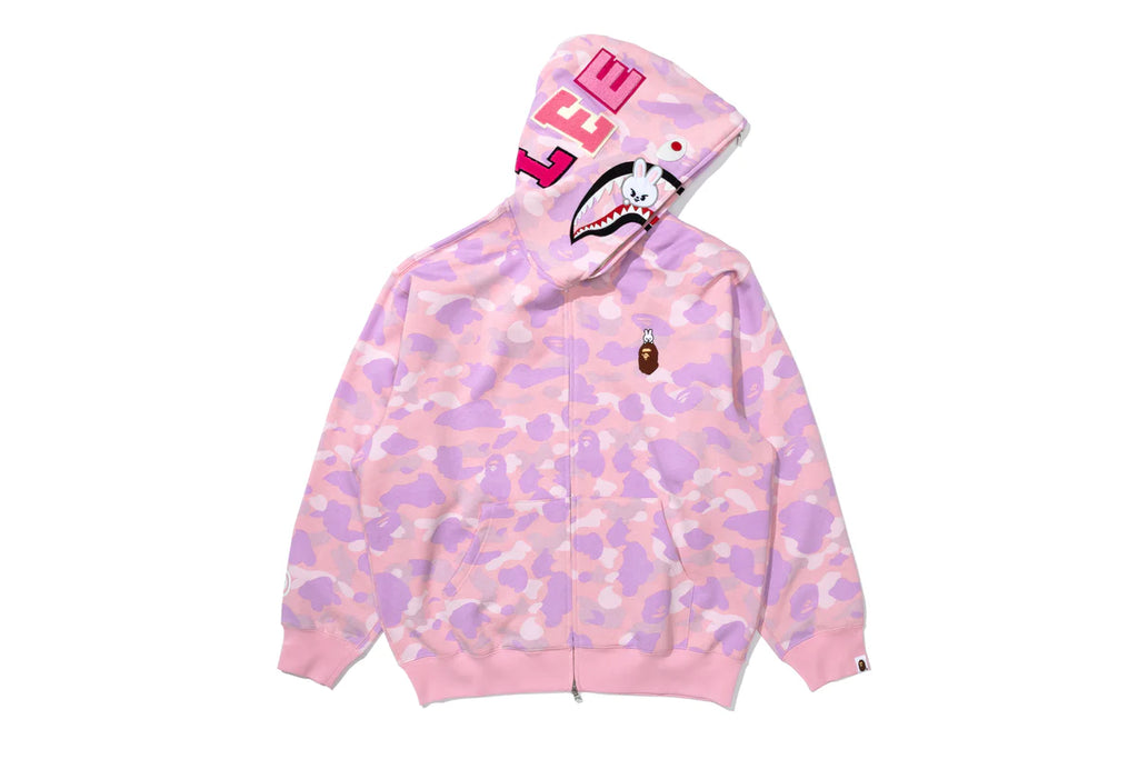 BAPE X STRAY KIDS SHARK FULL ZIP HOODIE IN PINK