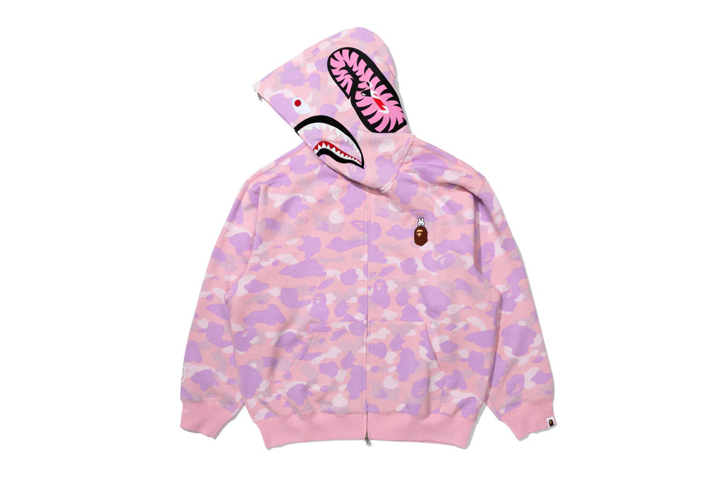 BAPE X STRAY KIDS SHARK FULL ZIP HOODIE IN PINK
