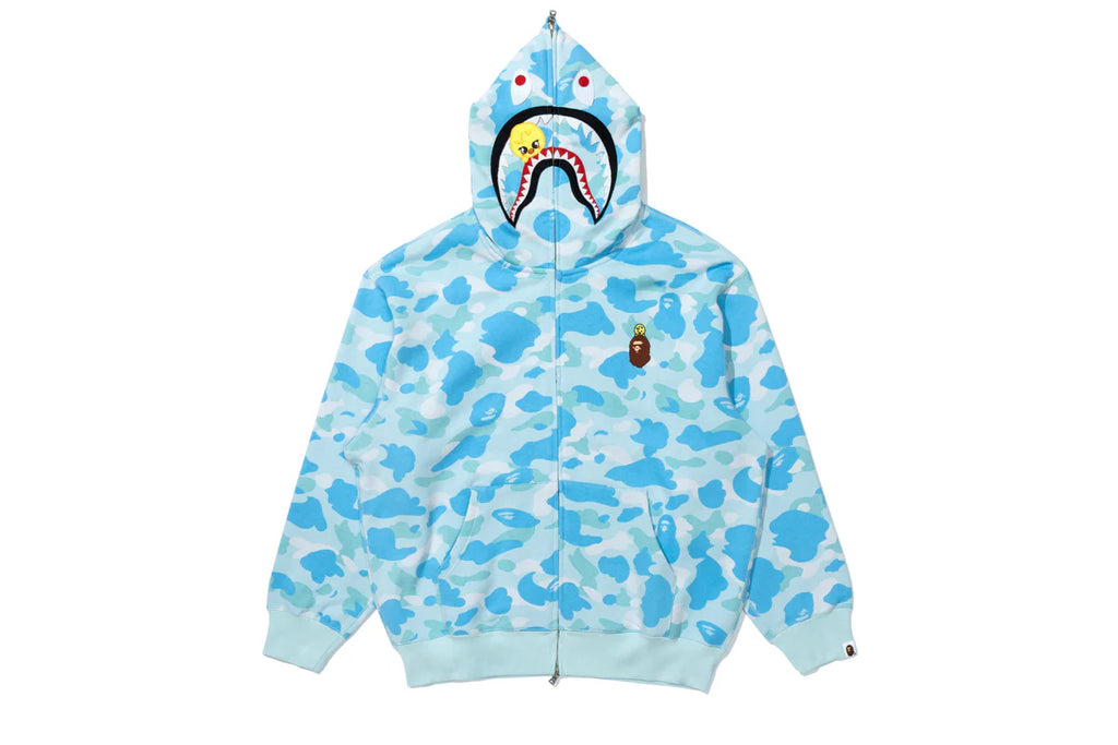 BAPE X STRAY KIDS SHARK FULL ZIP HOODIE IN BLUE