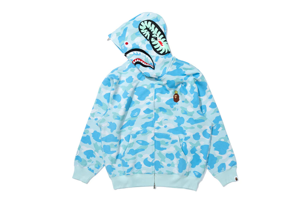 BAPE X STRAY KIDS SHARK FULL ZIP HOODIE IN BLUE