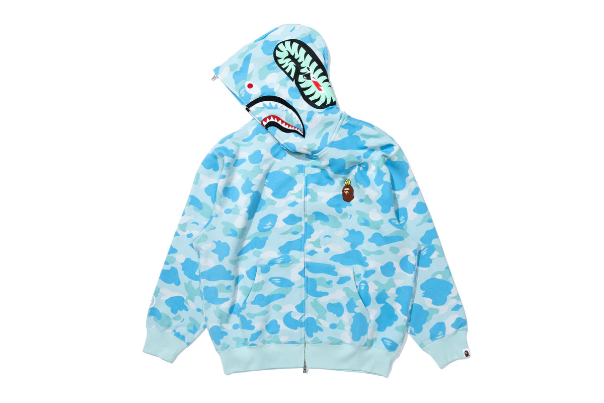 BAPE X STRAY KIDS SHARK FULL ZIP HOODIE IN BLUE