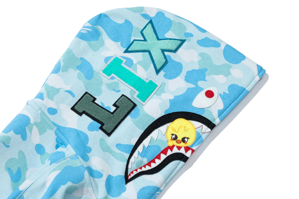 BAPE X STRAY KIDS SHARK FULL ZIP HOODIE IN BLUE