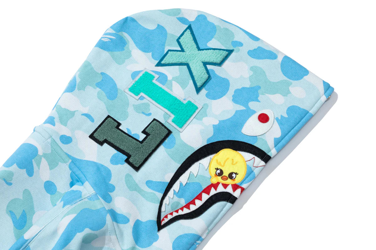 BAPE X STRAY KIDS SHARK FULL ZIP HOODIE IN BLUE