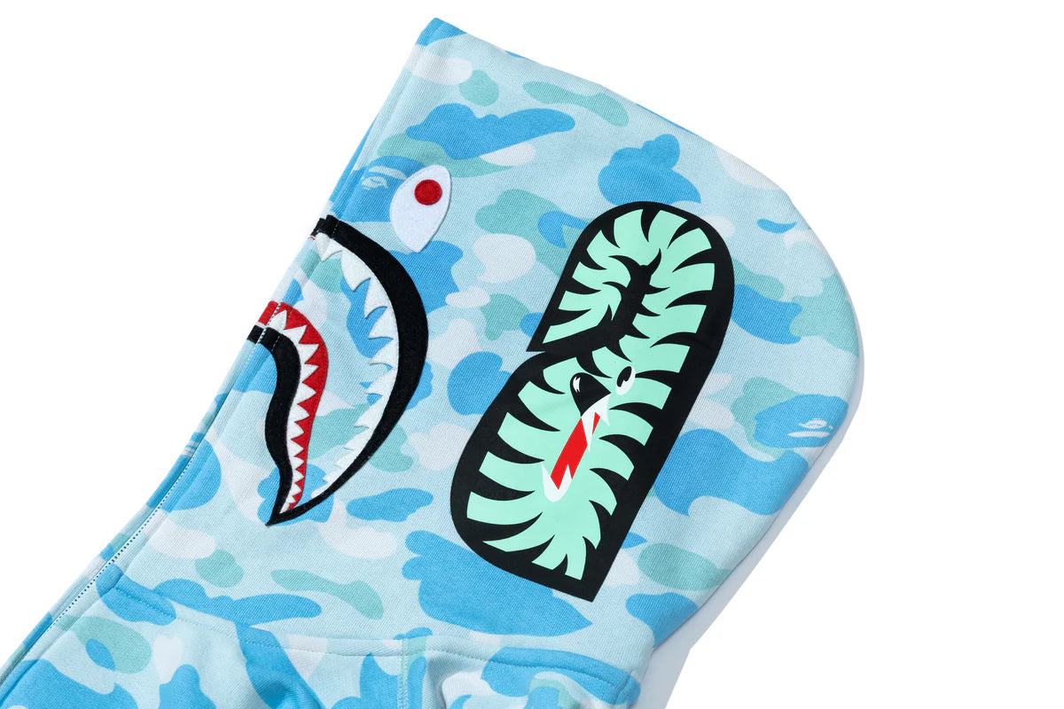 BAPE X STRAY KIDS SHARK FULL ZIP HOODIE IN BLUE