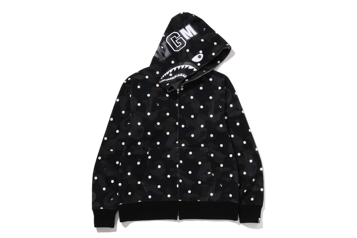 BAPE ABC DOT SHARK FULL ZIP HOODIE IN BLACK