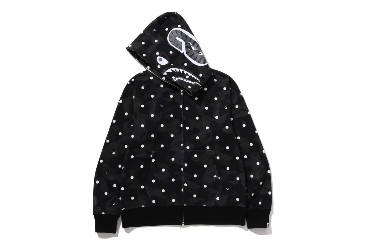 BAPE ABC DOT SHARK FULL ZIP HOODIE IN BLACK