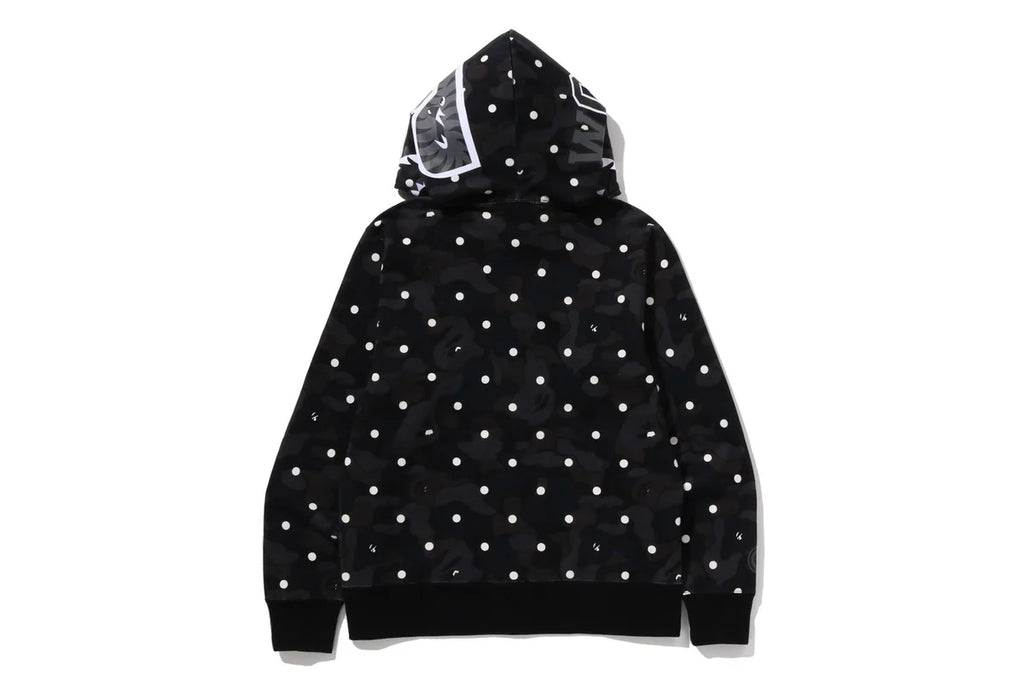 BAPE ABC DOT SHARK FULL ZIP HOODIE IN BLACK