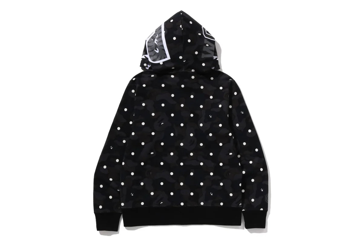 BAPE ABC DOT SHARK FULL ZIP HOODIE IN BLACK