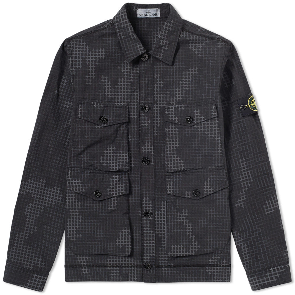 STONE ISLAND RIPSTOP GRID CAMO SHIRT JACKET