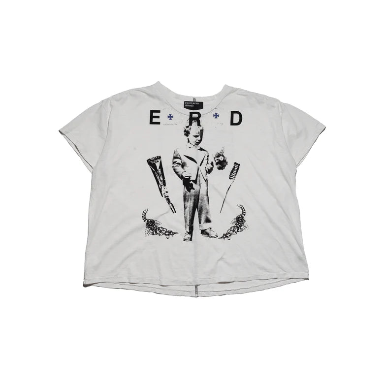 ENFANTS RICHES DÉPRIMÉS KATHOLISCHES TOOTHBRUSH T-SHIRT IN FADED WHITE