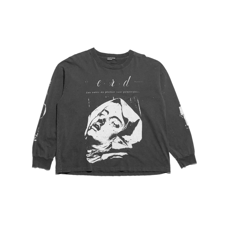 ENFANTS RICHES DÉPRIMÉS THE LATENCY LS T-SHIRT IN ANTIQUE BLACK WITH PAINT