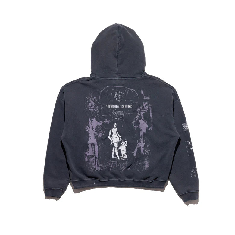 ENFANTS RICHES DÉPRIMÉS VESTIAIRE POUR DAMES HOODIE  IN FADED BLACK WITH PAINT