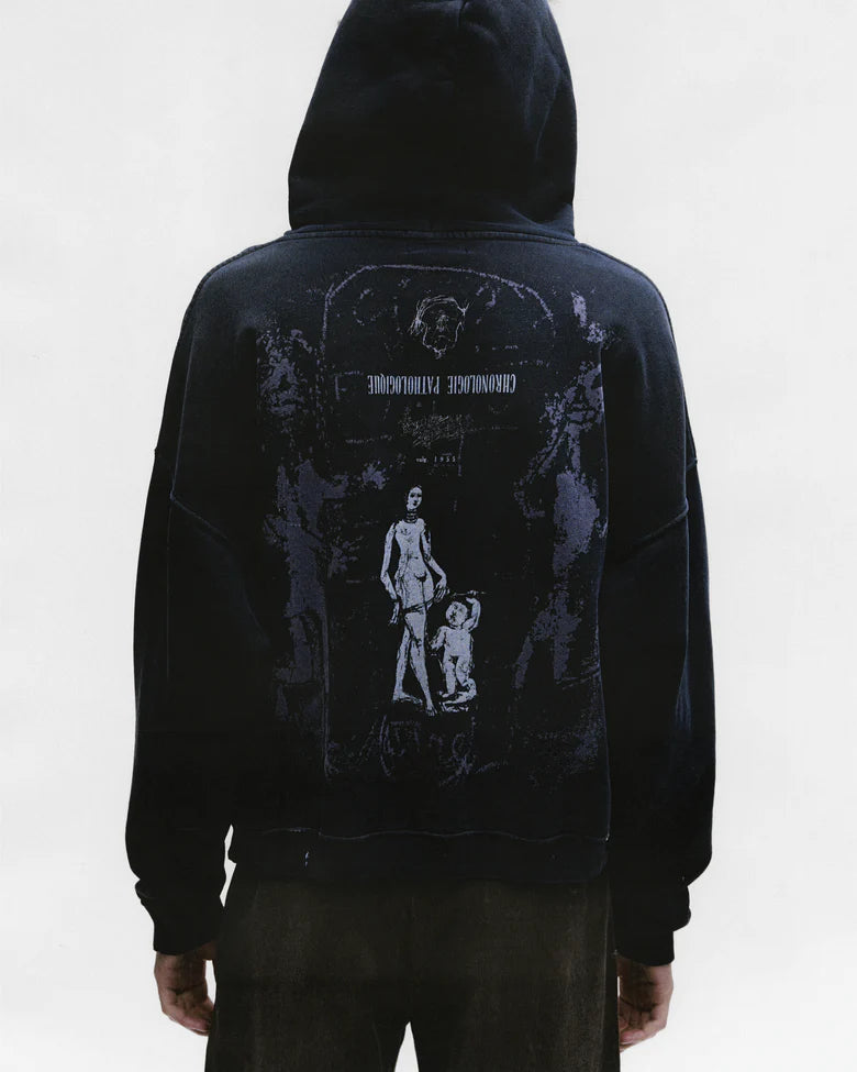 ENFANTS RICHES DÉPRIMÉS VESTIAIRE POUR DAMES HOODIE  IN FADED BLACK WITH PAINT