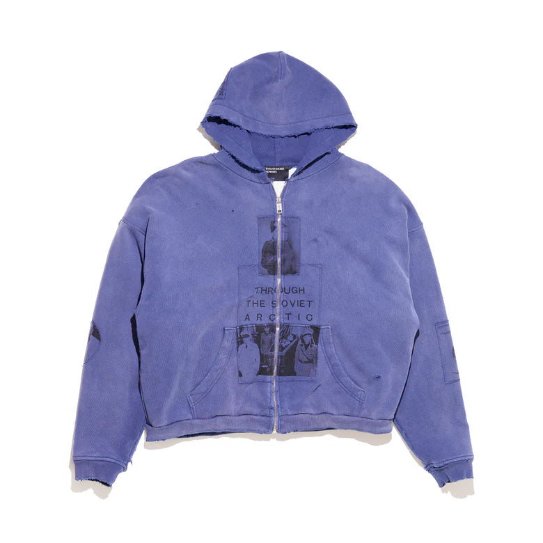 ENFANTS RICHES DÉPRIMÉS SOVIET ARCTIC ASSEMBLAGE ZIP HOODIE  IN SPRUCE BLUE