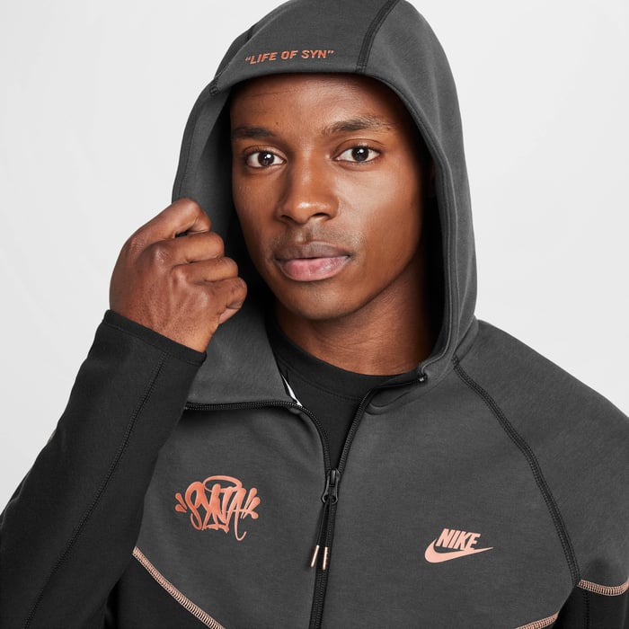 NIKE SPORTSWEAR X CENTRAL CEE TECH FLEECE FULL ZIP HOODIE 'BLACK/METALLIC RED BRONZE'