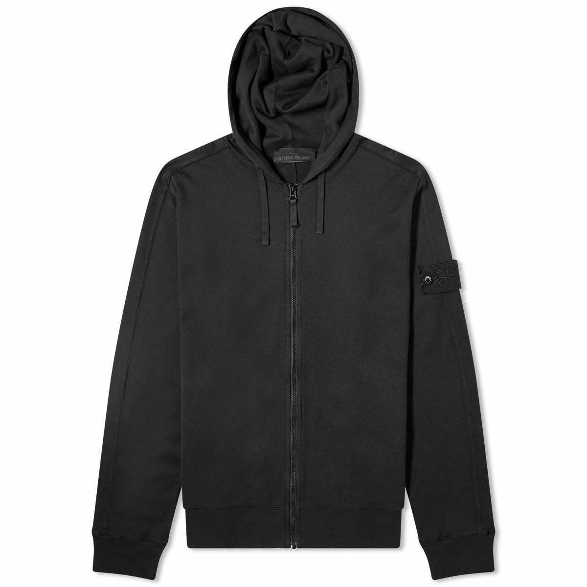 STONE ISLAND BLACK GHOST ZIP HOODIE IN BLACK
