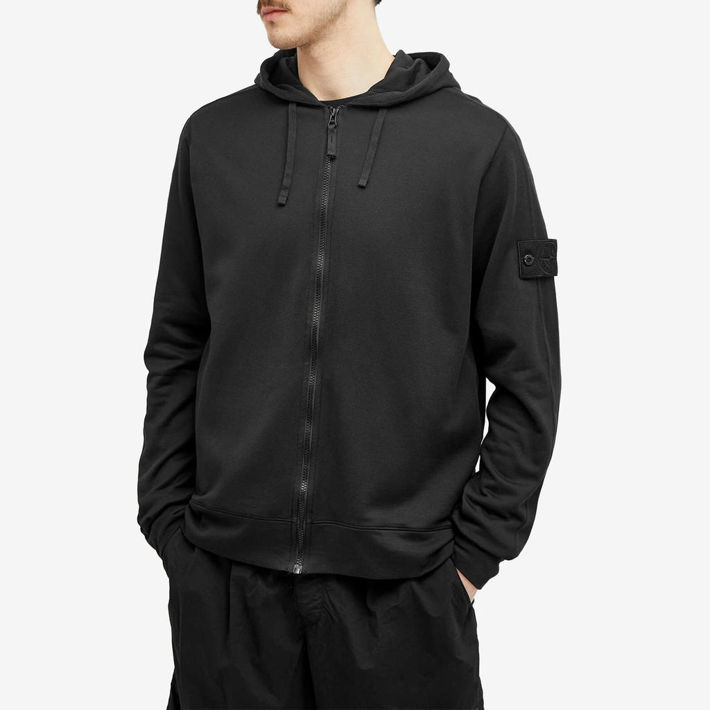 STONE ISLAND BLACK GHOST ZIP HOODIE IN BLACK
