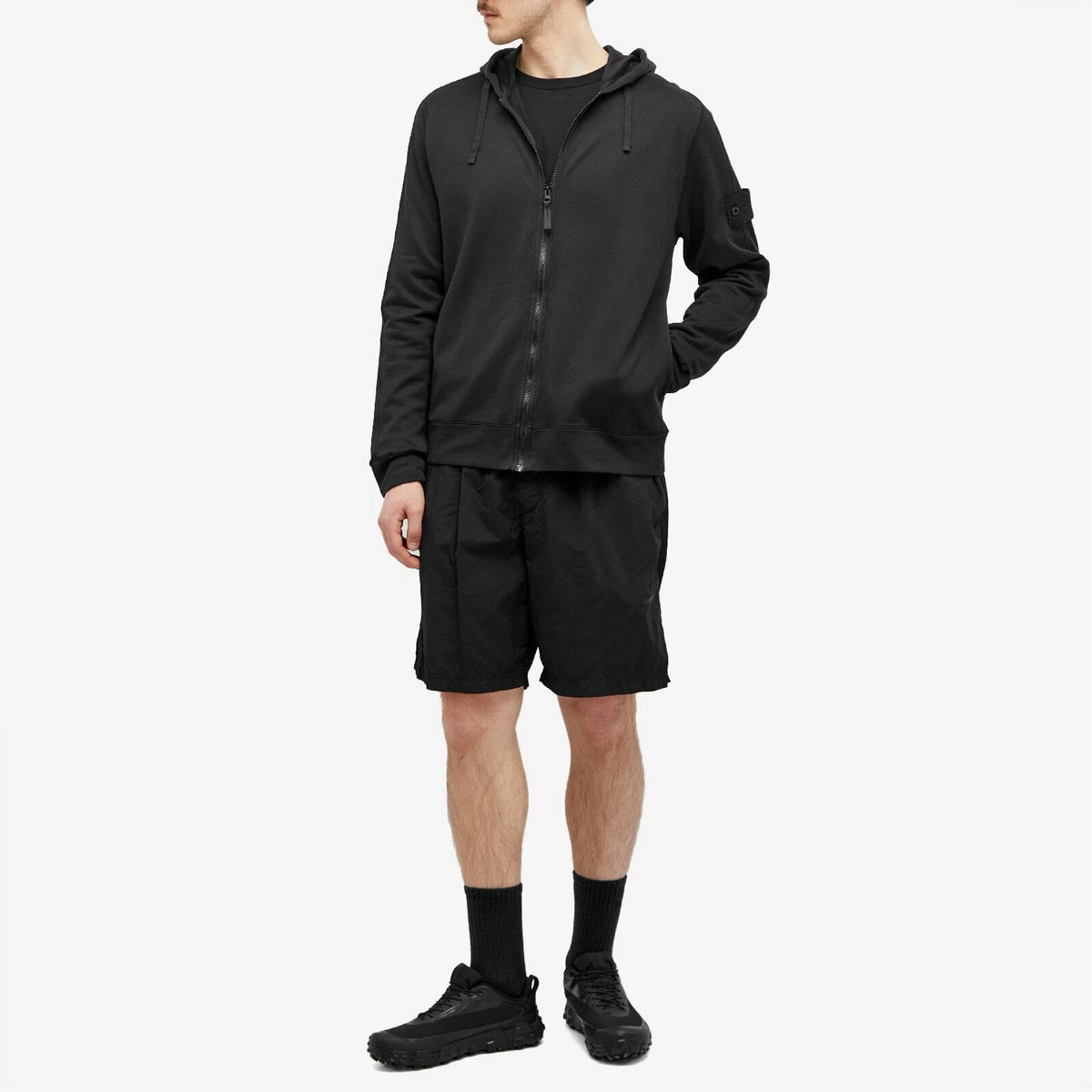 STONE ISLAND BLACK GHOST ZIP HOODIE IN BLACK