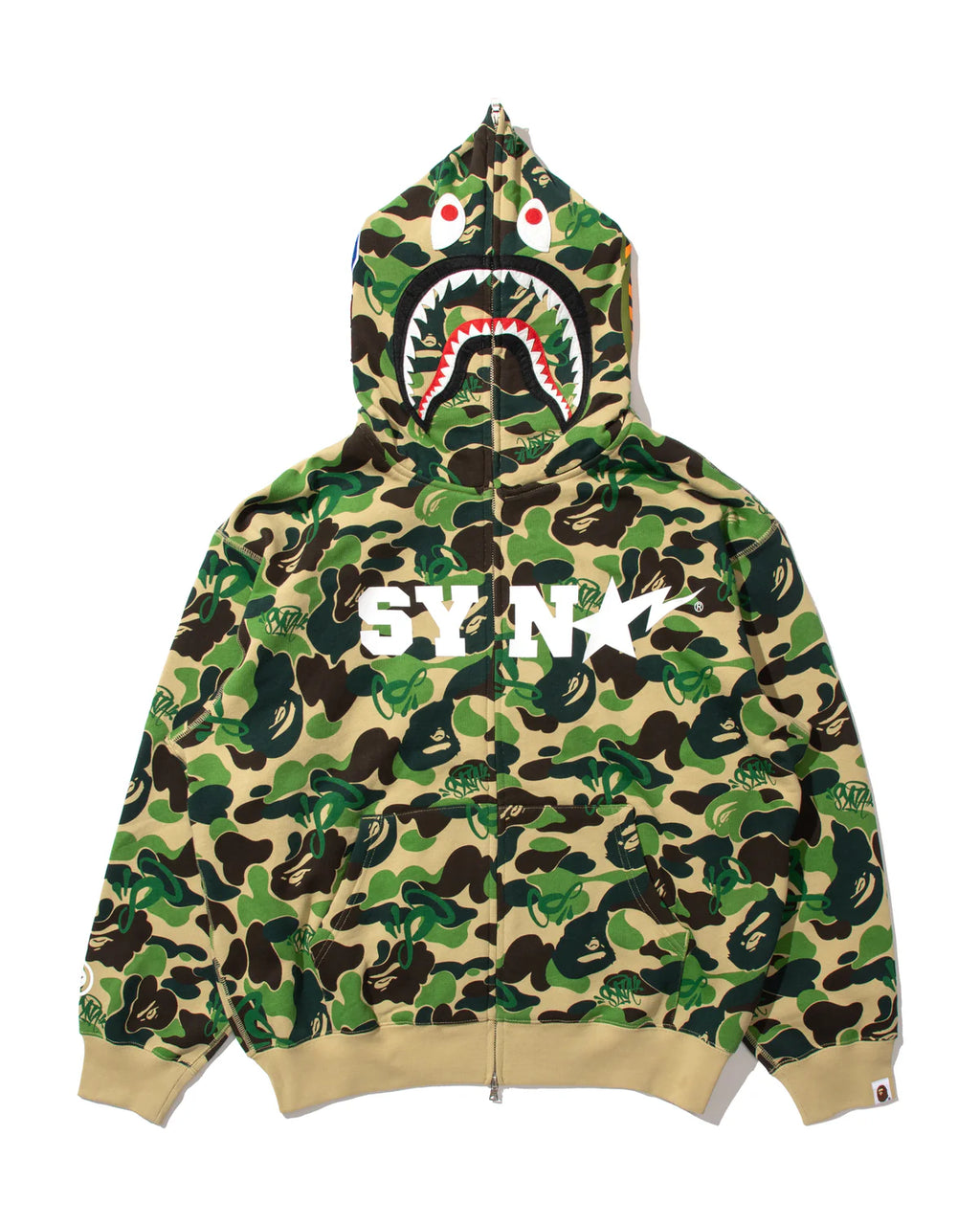 BAPE X SPOTIFY X SYNÁ BY CENTRAL CEE SHARK FULL ZIP HOODIE IN GREEN