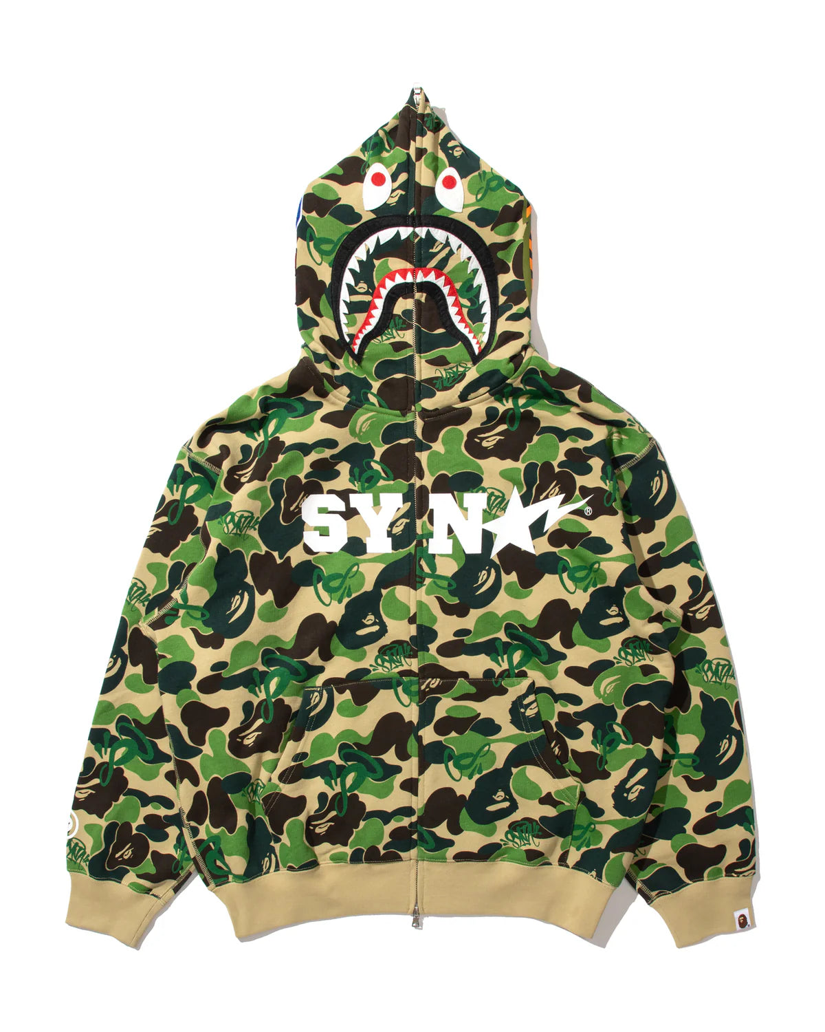 BAPE X SPOTIFY X SYNÁ BY CENTRAL CEE SHARK FULL ZIP HOODIE IN GREEN