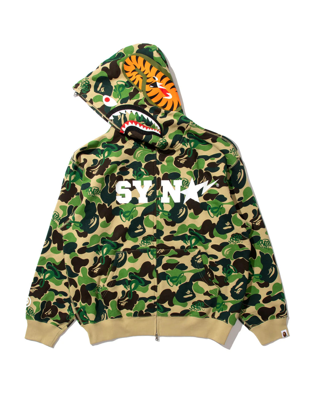 BAPE X SPOTIFY X SYNÁ BY CENTRAL CEE SHARK FULL ZIP HOODIE IN GREEN