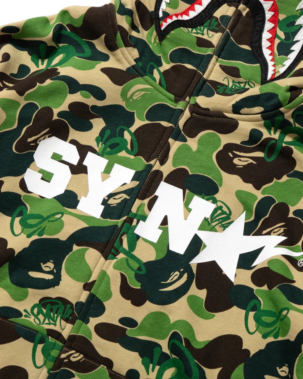 BAPE X SPOTIFY X SYNÁ BY CENTRAL CEE SHARK FULL ZIP HOODIE IN GREEN