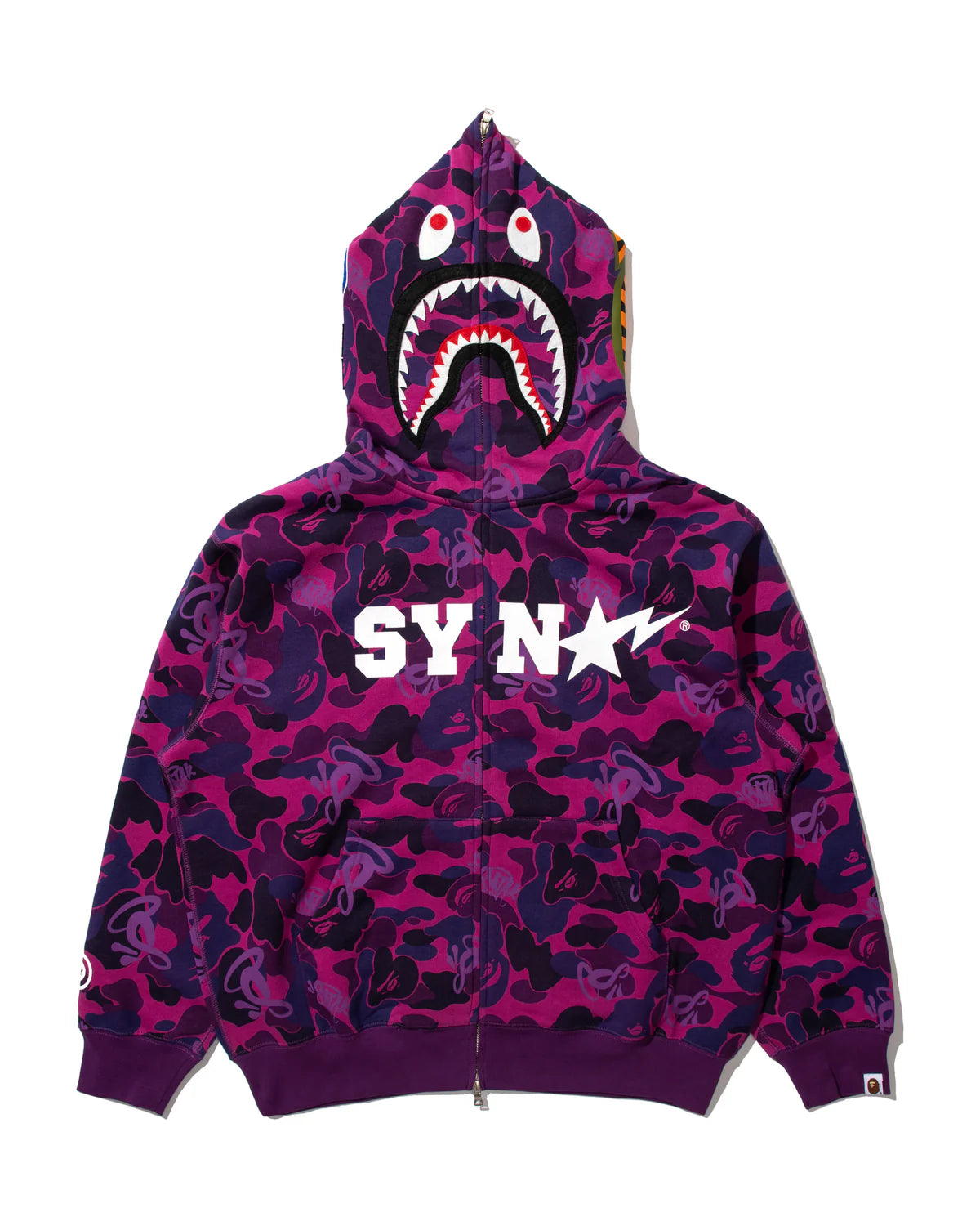 BAPE X SPOTIFY X SYNÁ BY CENTRAL CEE SHARK FULL ZIP HOODIE IN PURPLE