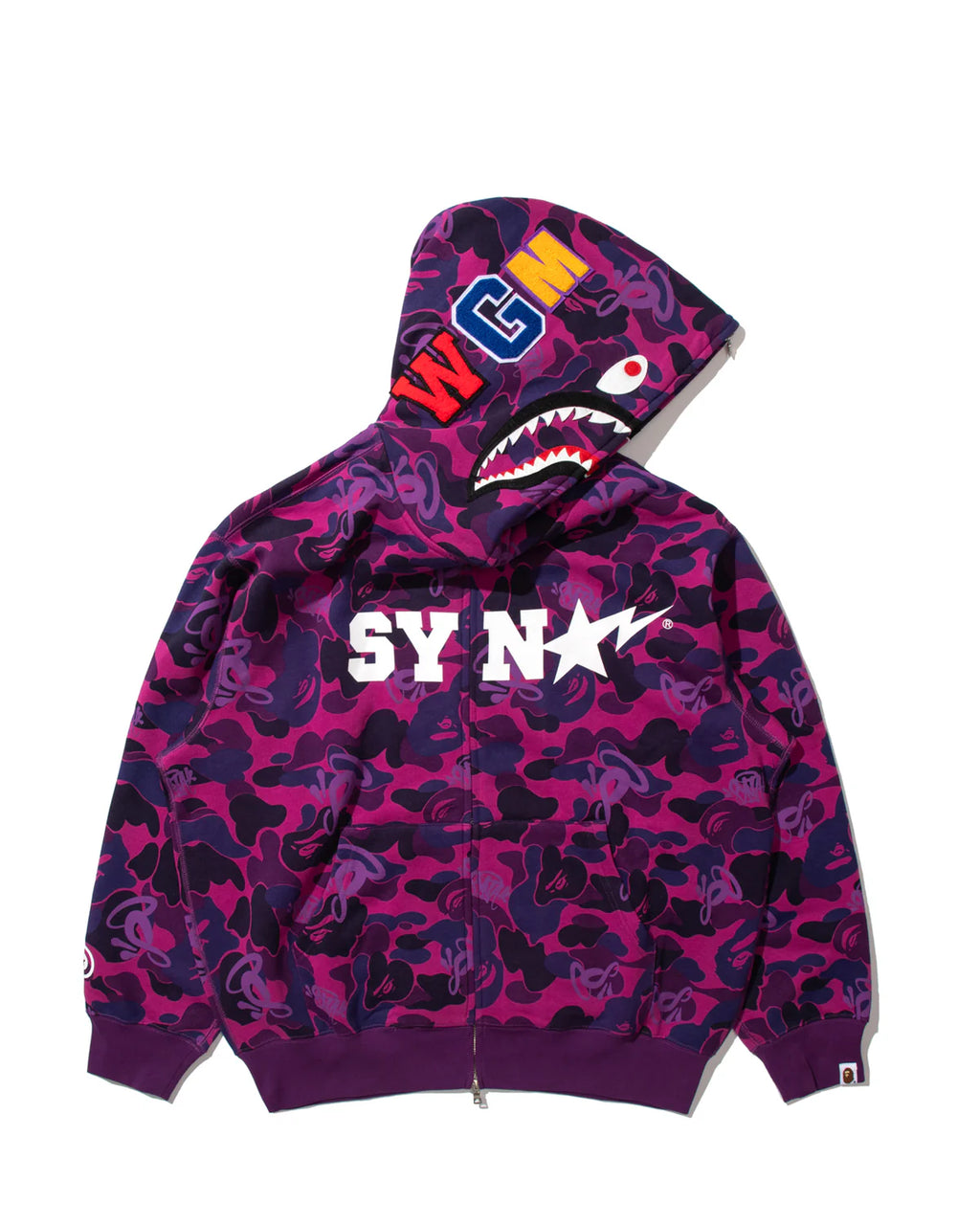 BAPE X SPOTIFY X SYNÁ BY CENTRAL CEE SHARK FULL ZIP HOODIE IN PURPLE