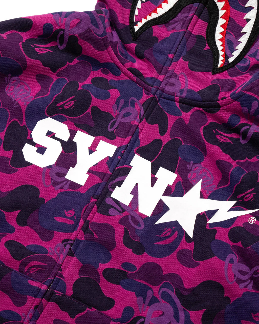 BAPE X SPOTIFY X SYNÁ BY CENTRAL CEE SHARK FULL ZIP HOODIE IN PURPLE