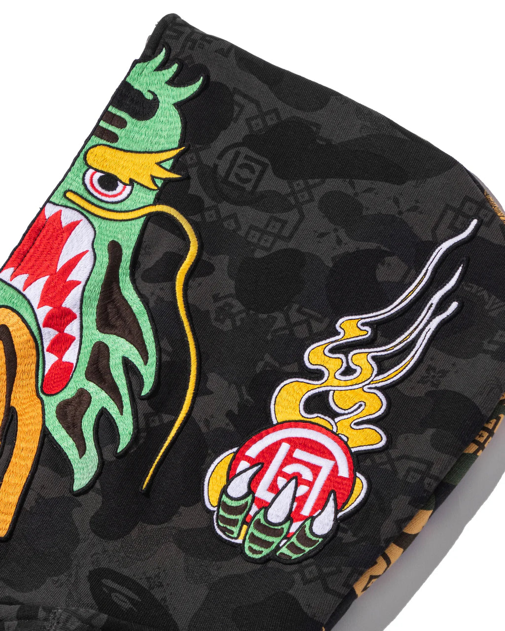 BAPE X CLOT CAMO SPLIT SHARK RELAXED FIT FULL ZIP HOODIE IN BLACK