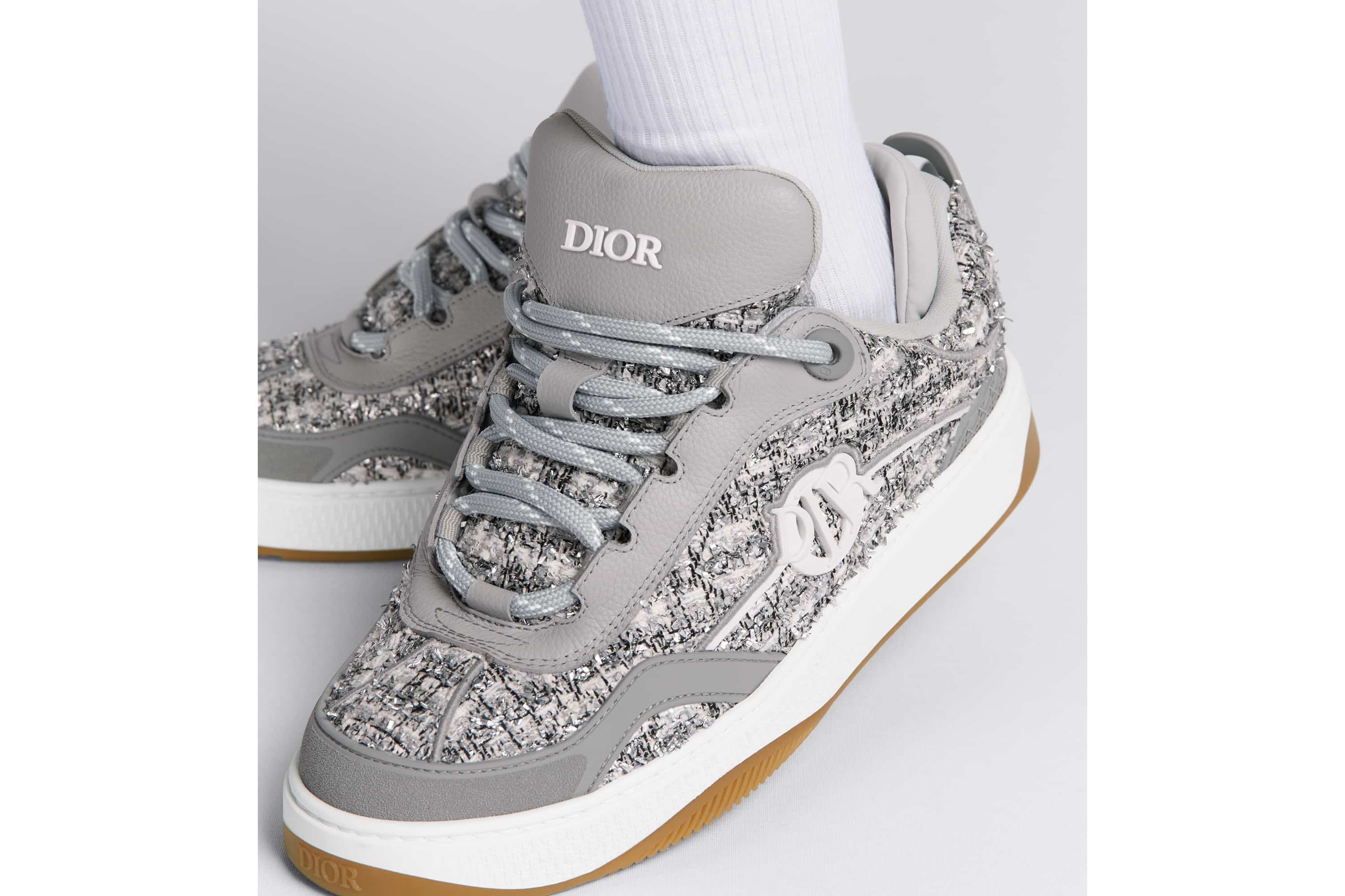 DIOR B9S SKATER SNEAKER IN SILVER TONE TWEED