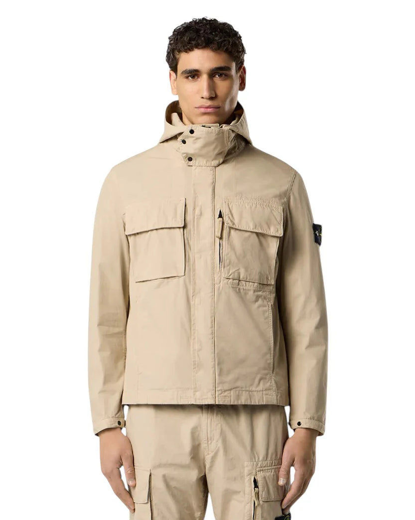 STONE ISLAND CANVAS WEAVE COTTON JACKET DESERT