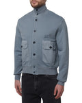 C.P. COMPANY COTTON DIAGONAL FLEECE FULL BUTTON SWEATSHIRT BLUE