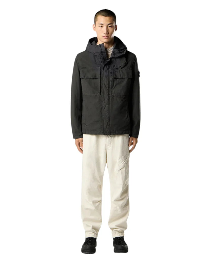 STONE ISLAND CANVAS WEAVE COTTON JACKET BLACK
