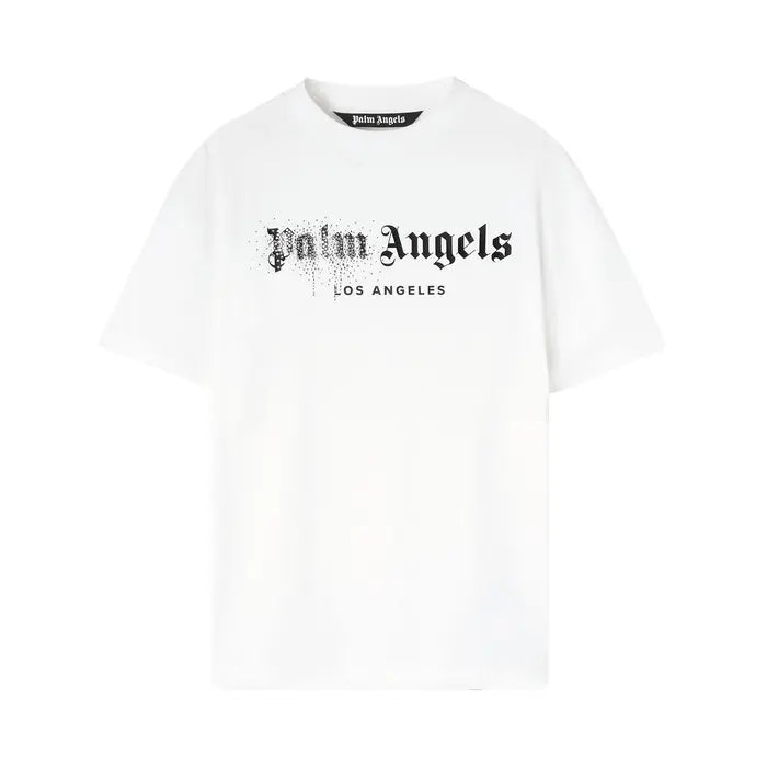 PALM ANGELS RHINESTONE SPRAYED CLASSIC TEE 'WHITE/BLACK'
