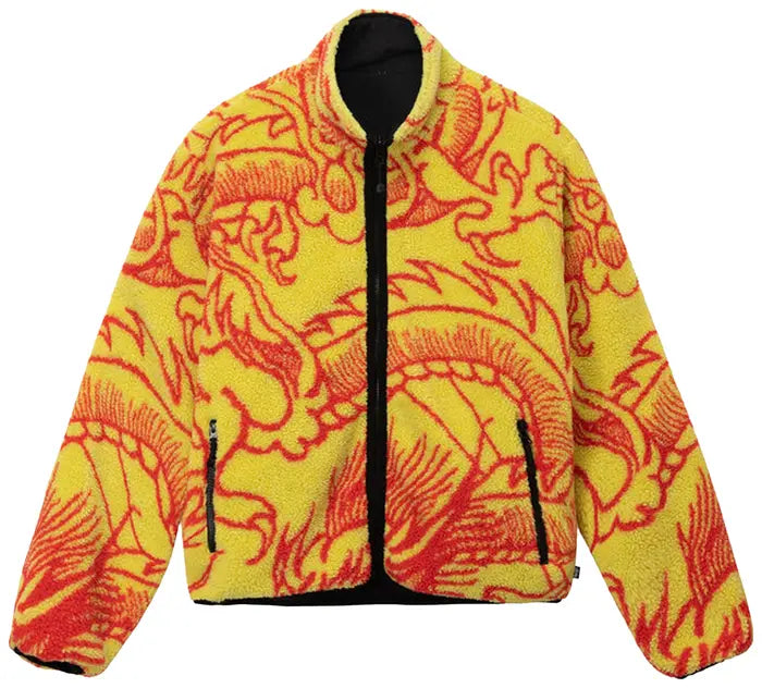 STUSSY DRAGON SHERPA JACKET YELLOW