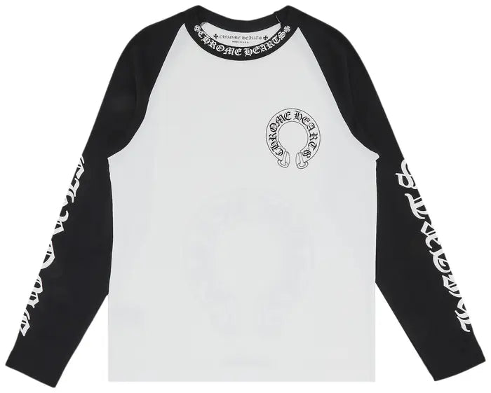 CHROME HEARTS HORSESHOE NECK LOGO 3/4 SHIRT “BLACK/WHITE”