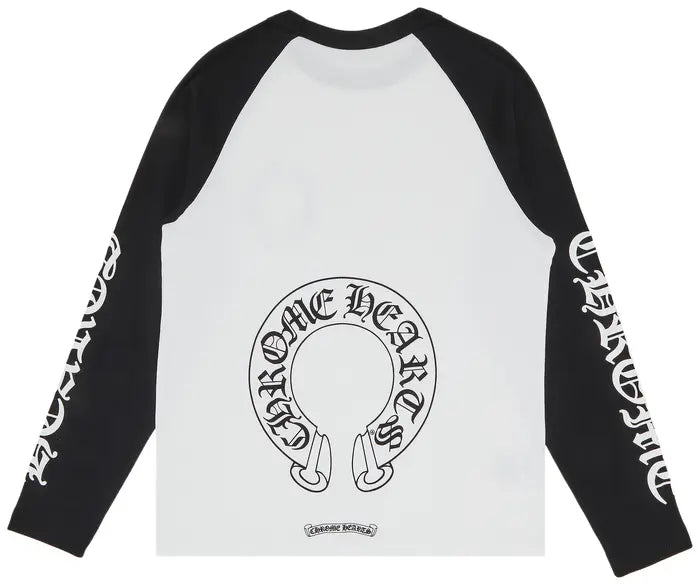 CHROME HEARTS HORSESHOE NECK LOGO 3/4 SHIRT “BLACK/WHITE”