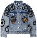 STUSSY X DRIES VAN NOTEN HAND-STENCILLED DENIM JACKET ‘WASHED BLUE’