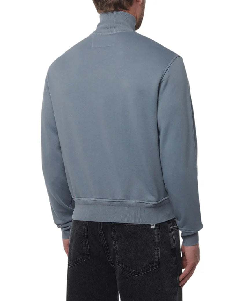 C.P. COMPANY COTTON DIAGONAL FLEECE FULL BUTTON SWEATSHIRT BLUE