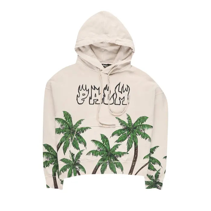 PALM ANGELS PALMS AND SKULL VINTAGE HOODIE 'WHITE'