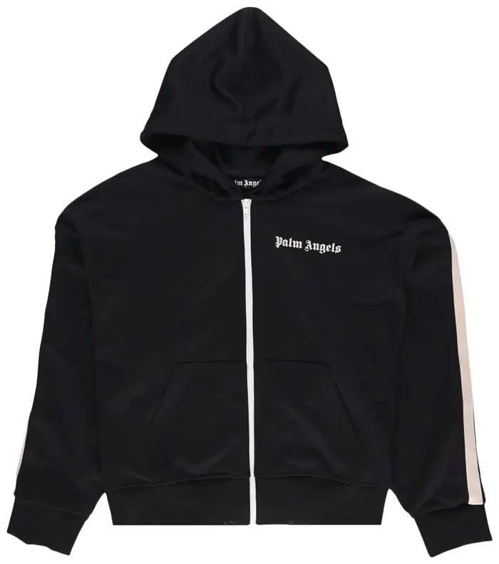 PALM ANGELS ZIP TRACK HOODIE 'BLACK'