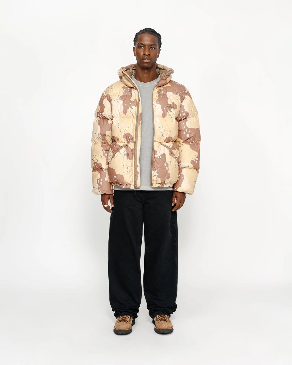 STUSSY DOWN PARKA CAMO RIPSTOP KHAKI