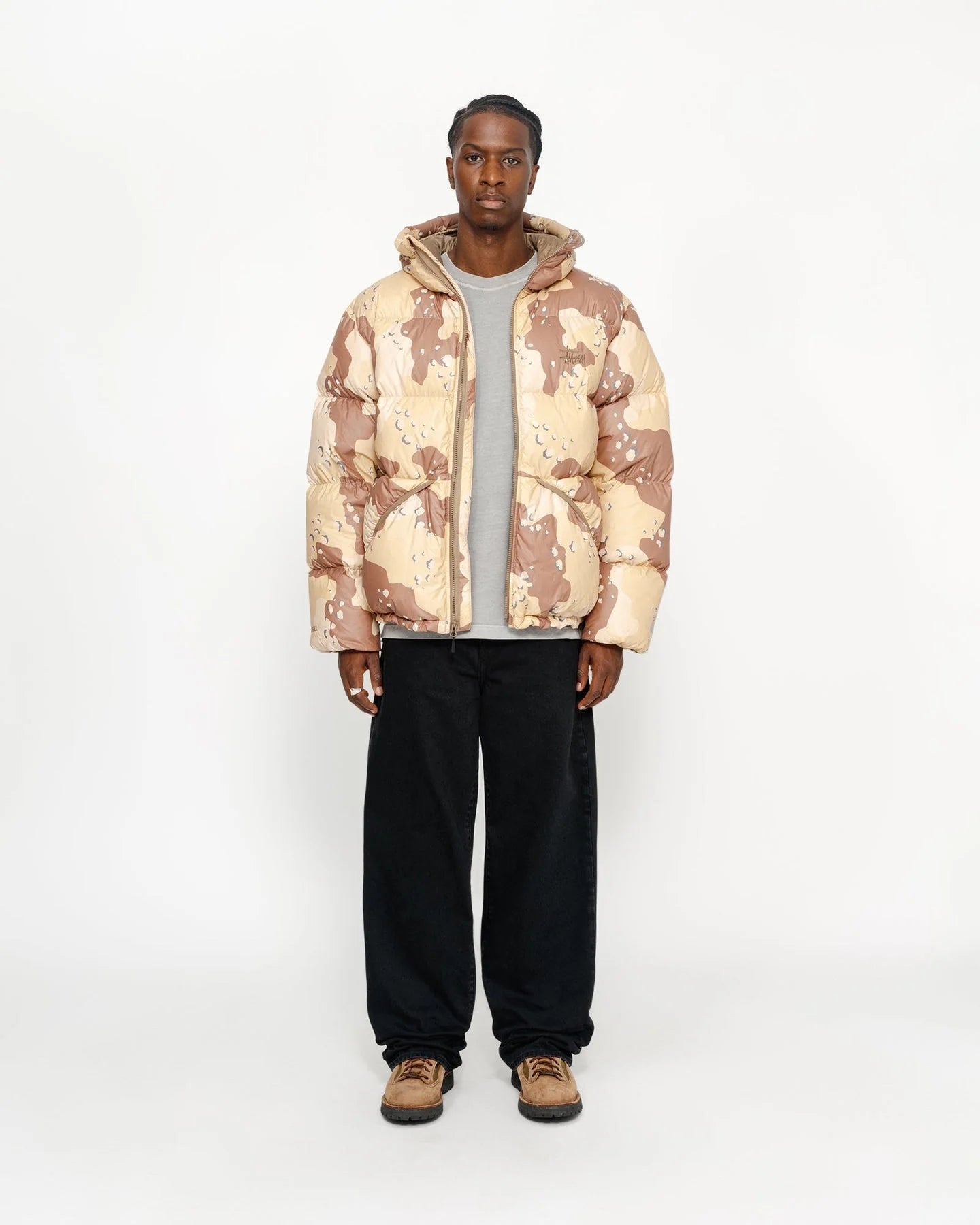 STUSSY DOWN PARKA CAMO RIPSTOP KHAKI