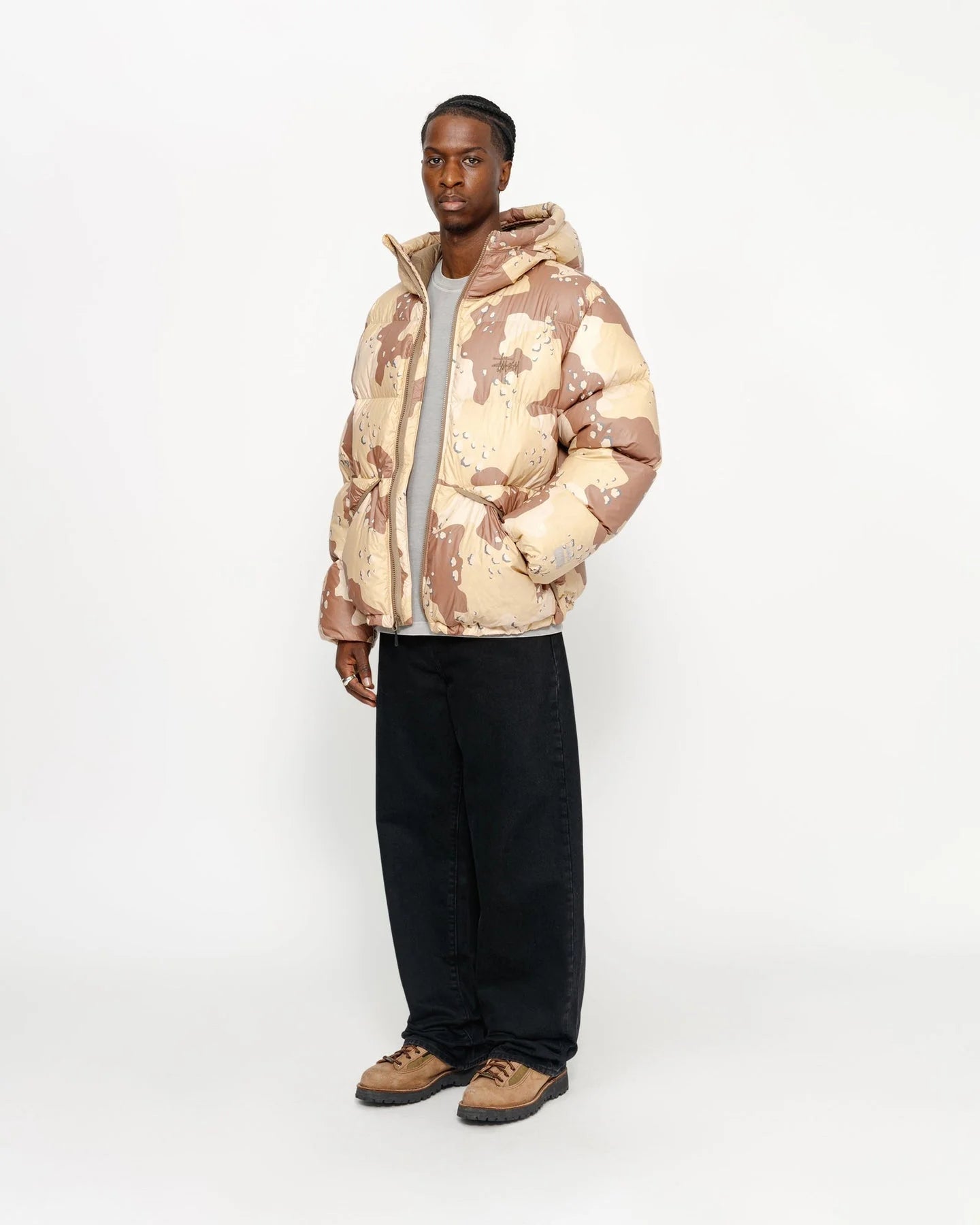 STUSSY DOWN PARKA CAMO RIPSTOP KHAKI