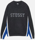 STUSSY CONTRAST STRIPE CREW CHARCOAL